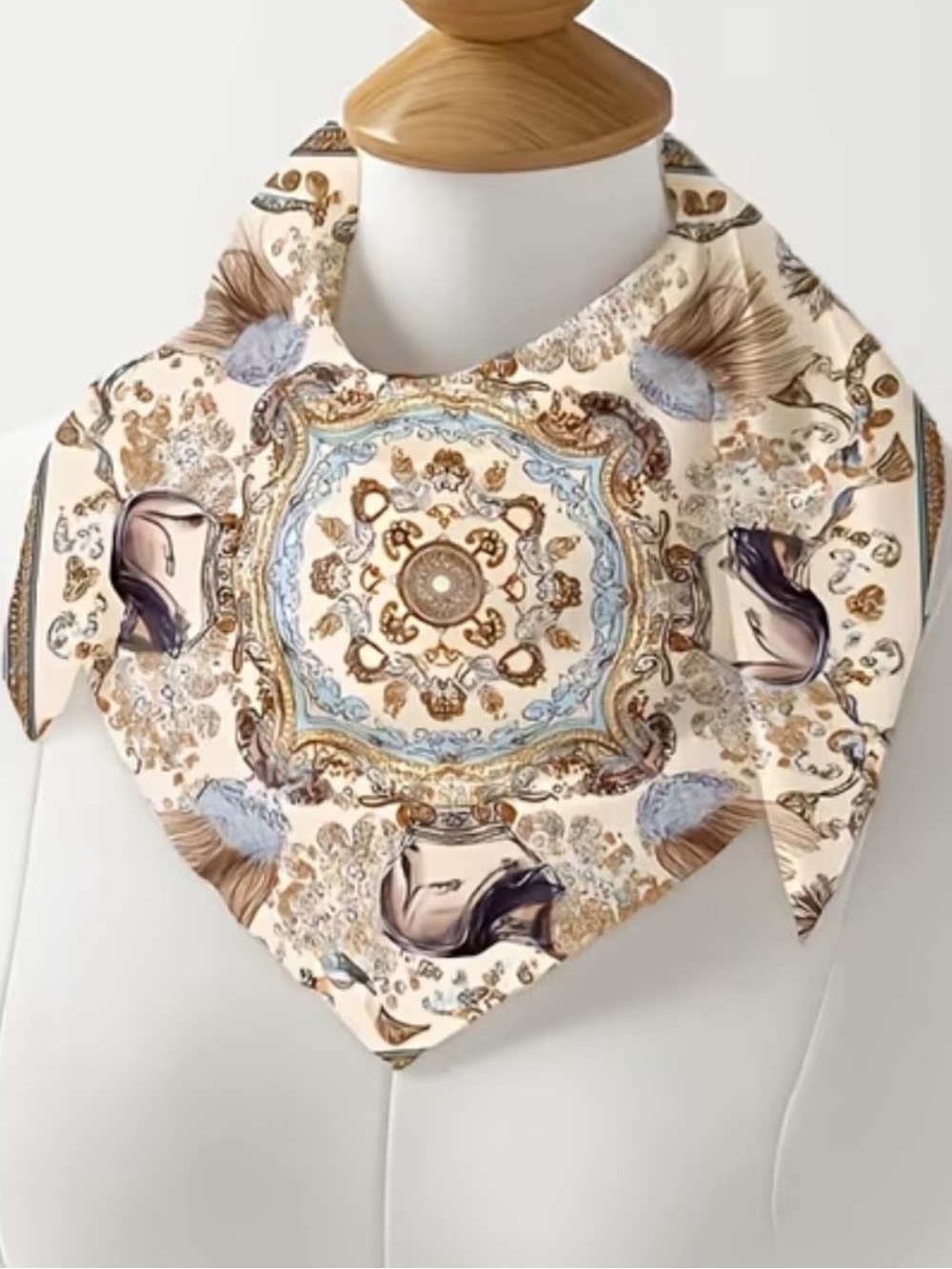 Beige Paisley Print Neck Scarf 35”